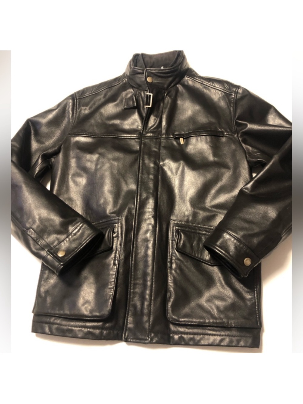 Zegna luxurious black leather jacket